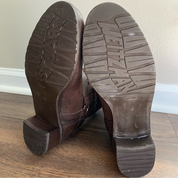 Stuart Weitzman Brown Pimlico Coated Knit Leather Mid Calf Boots/Booties - Picture 11 of 13